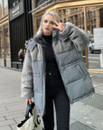Women’s Cotton-Padded Lamb Wool Coat – Drawstring Waist Thickened Winter Jacket