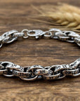 Six Character Interlocked In Rings Men's Retro Bracelet