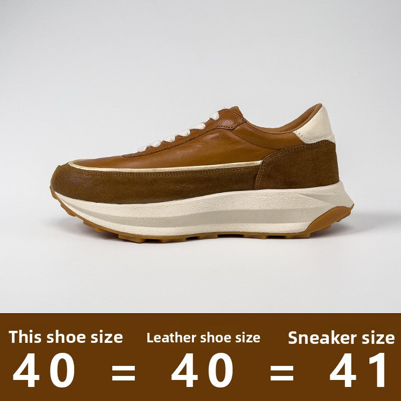 Men’s Genuine Leather RUNNING Shoes – Breathable Low-Top Cowhide Sneakers