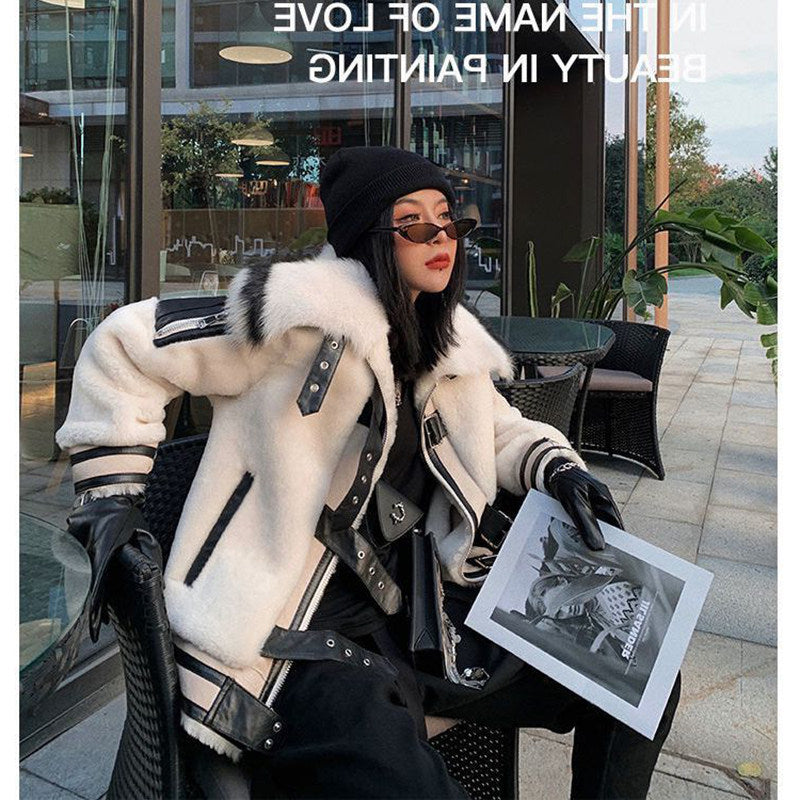 Women’s Tuscan Faux Shearling Jacket – Faux Fur Lapel Commuter Style