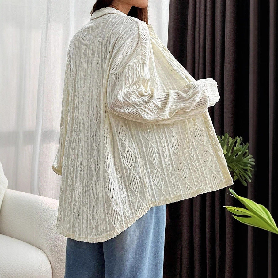 Women’s Loose Color Block Sweater – Relaxed Chic in Apricot