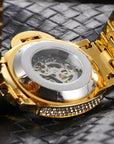 Men's Full Diamond Luminous Hollow Out Bottom Mechanical Watch