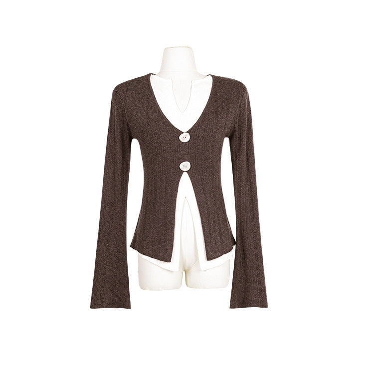 Waist-tight Slimming Two-piece Knitted Shirt
