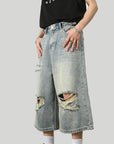 Men’s Distressed Washed Jeans – Loose Straight Fit
