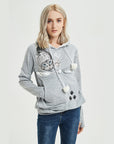 Cute Cat Hoodie Weatshirt With Big Pocket For Pets Hooded Tops Clothes