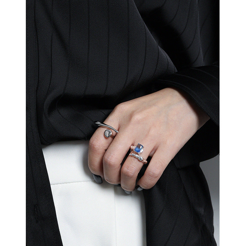 Irregular Misalignment S925  Silver Ring WOMEN