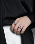 Irregular Misalignment S925  Silver Ring WOMEN