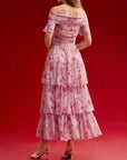 Women’s Floral Off-the-Shoulder Tiered Maxi Dress – Elegant Flowing Summer Charm