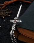 Men’s S925 Sterling Silver Skull & Knight Sword Cross Pendant - Gothic Edgy Jewelry (No Chain, 925 Silver, Unique Statement Piece)