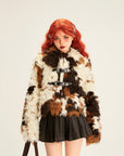Women’s Plush Colorful Faux Fur Jacket – Loose Fit Cotton Street Style Coat