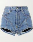 High-Waisted Skinny Mini Denim Shorts – Chic & Flattering Summer Essential