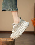 Women's White Summer Shoes - Breathable Casual Sneakers - Lightweight Walking Shoes for Women