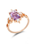 14K GOLD Natural Amethyst Ring WOMEN'S