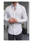 Business Long Sleeve Striped Shirt Men (3 to 7 Days shipping)