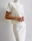Women’s Slit Sheath Skirt Suit – Elegant Two-Piece Top & Skirt Set