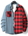 Color-matching Plaid Shirt Corduroy Long-sleeved