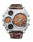 Dual time zone quartz watch for men