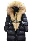 Extended Black Golden Lock Warm Fox Fur COAT  (3 TO 7 DAYS SHIPPING)