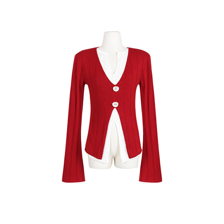 Waist-tight Slimming Two-piece Knitted Shirt