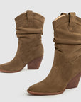 Women’s Thick Heel High Heels Ankle Boots – Brown & Apricot European Style