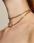 Women’s Simple Metal Buckle Clavicle Chain – Minimalist Copper Necklace