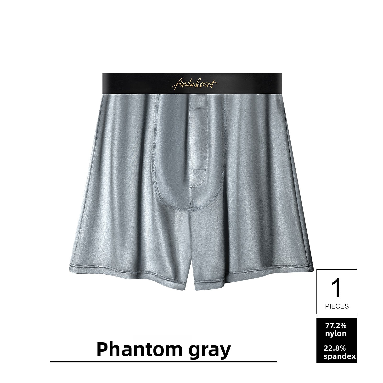 Men Ice Silk Boxer Briefs – Breathable Mid-Waist Satin Comfort Underpants