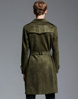 imitation deerskin Double Breasted Suede Trench Coat For Men Mid-length Coat Plus Size