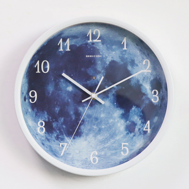 12-inch Wall Clock For Home Decoration Blue Moon