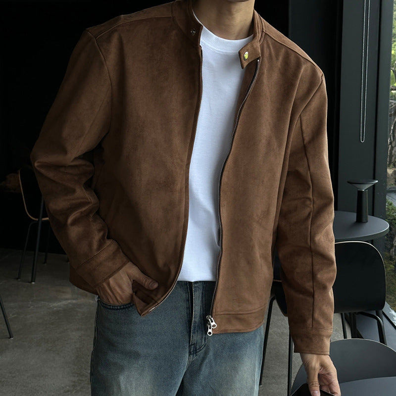 Brown Maillard Stand-up Collar Jacket MEN