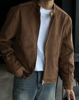 Brown Maillard Stand-up Collar Jacket MEN