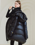 Women’s Winter Warm Hooded Long Coat – Down Cotton Padded Jacket with Pockets