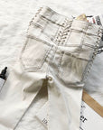 Versatile drawstring white jeans