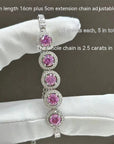 2.5 CARAT PINK Moissanite Bracelet Women's