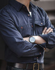 Men’s Workwear Amekaji Long-Sleeve Shirt – Lapel Cardigan Style