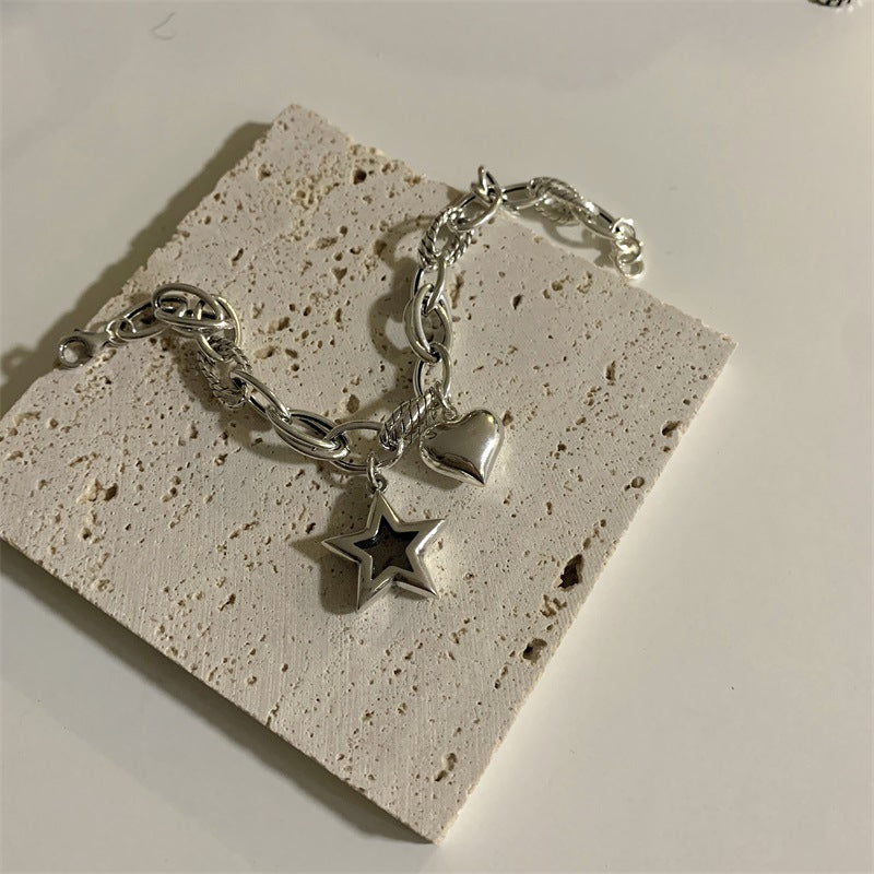 925 Sterling Silver Vintage Love Star  Bracelet