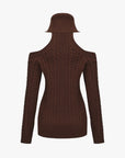 Women’s Twist Knit Lace-Up Dress – Strapless Slim-Fit Turtleneck Halter Style