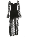 Women’s Fall Square Collar Lace Stitching Dress – High Waist Long Sleeve A-Line