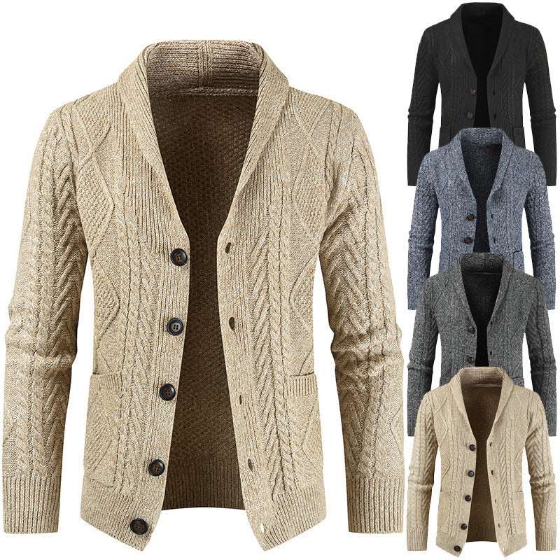 Chain Link Knit Cardigan Men's Fashion Loose Jacket Men