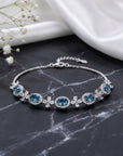Women Natural Swiss  Blue Topaz Bracelet – 925 Sterling Silver Handmade Adjustable Gemstone Jewelry