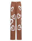 Love graffiti women high waist straight slim jeans