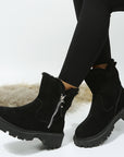 Thick Plush Snow Boots Women Faux Suede Non-slip Winter Shoes