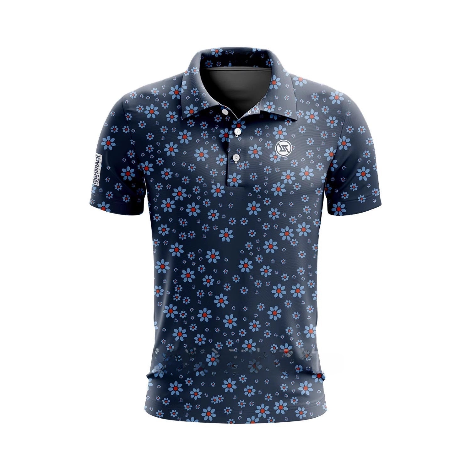 Men Golf Print Short-Sleeved Polo Shirt – Breathable Cotton Spandex Floral Performance Golf Top
