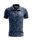 Men Golf Print Short-Sleeved Polo Shirt – Breathable Cotton Spandex Floral Performance Golf Top