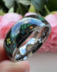 8mm Inlaid Galaxy Broken Opal Tungsten Ring MEN