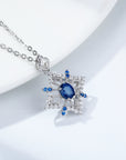 Natural Sapphire Necklace Female Hollow  Pendant