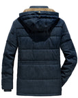 Plus Size Men's Cotton-padded Coat Multi-pocket Fleece-lined Thickened