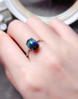 925 Silver Delicate Mosaic Natural Black Opal Ring  (3 to 7 days shipping)