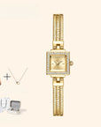 Women Luxury Square Quartz Watch – Central European Retro Style Alloy Bracelet Wristwatch with 30M Waterproof