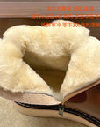 Leather With Fleece Lining Sheepskin Fur Snow Boots