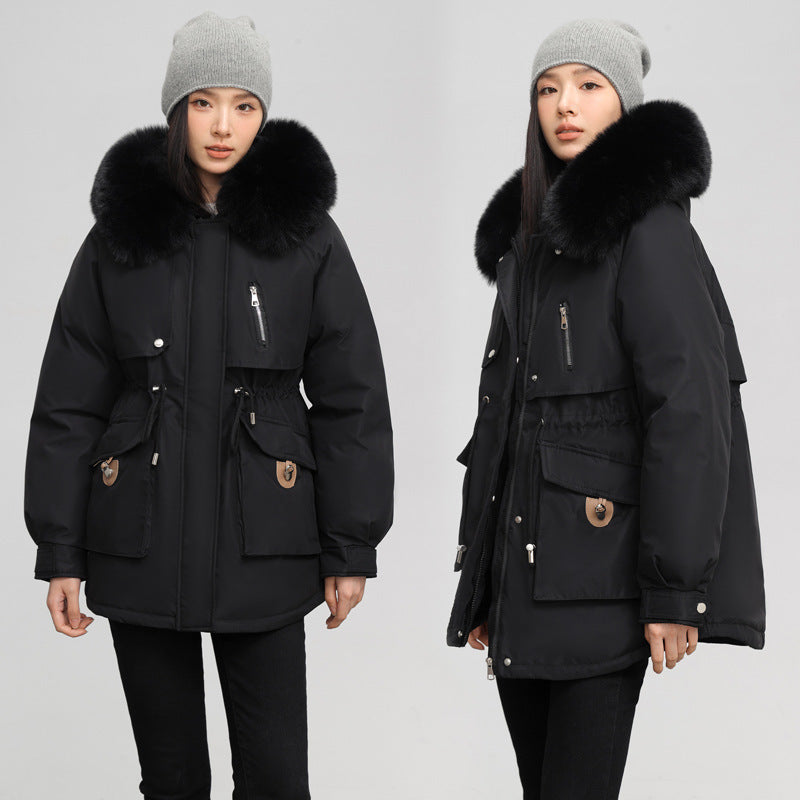 Cross-border Fleece-lined Thickened Fit Slimming Cotton Coat women